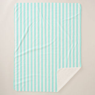 Cobertor Sherpa Turquesa e listras doces brancas