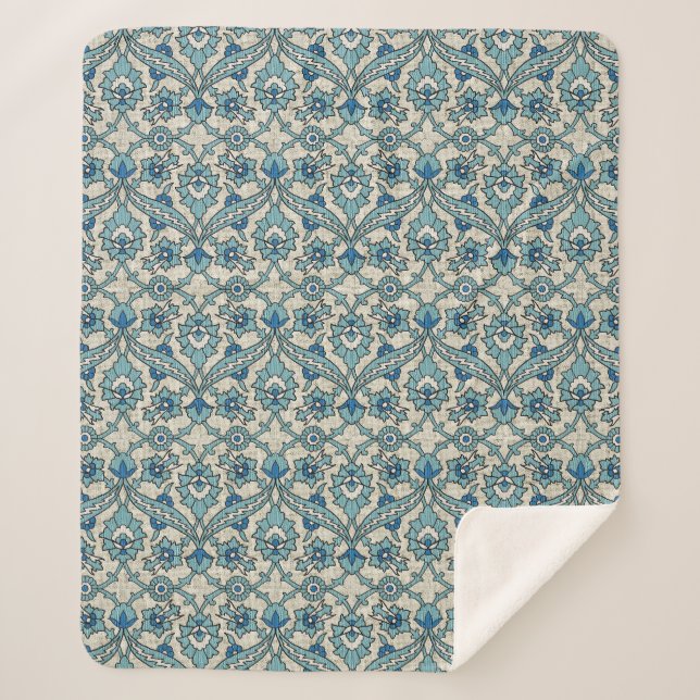 Cobertor Sherpa Turquoise Persian Floral (Frente)