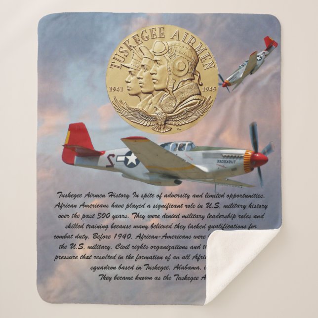 Cobertor Sherpa Tuskegee Airmen COIN (Frente)