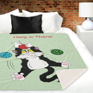 Cobertor Sherpa Tuxedo Black White Christmas Cat