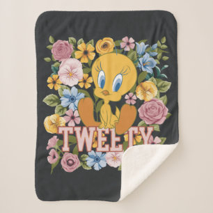 Cobertor Sherpa TWEETY™ Gráfico de Bordado Floral
