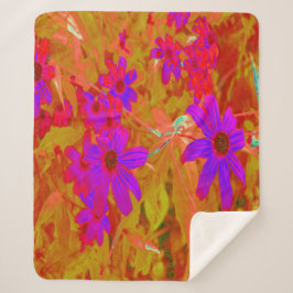 Cobertor Sherpa Ultra-violeta, magenta e flores silvestres vermelh