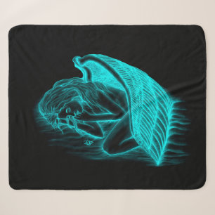 Cobertor Sherpa Um anjo adormecido, Design preto e verde