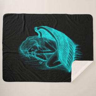 Cobertor Sherpa Um anjo dormindo, Design preto e verde