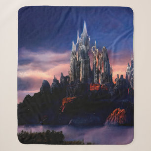 Cobertor Sherpa Um castelo sombrio de conto de fadas numa montanha