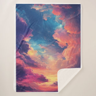 Cobertor Sherpa Um céu fantástico com nuvens multicoloridas sonhad