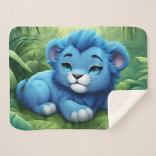 Cobertor Sherpa Um Filhote de Leão Azul na Selva