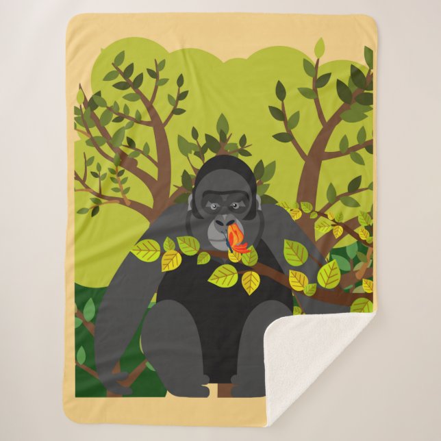 Cobertor Sherpa Um gorila mesmerizado por uma borboleta (Frente)