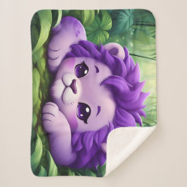 Cobertor Sherpa Um leão roxo na selva