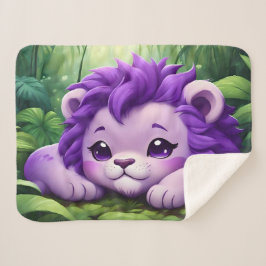 Cobertor Sherpa Um leão roxo na selva