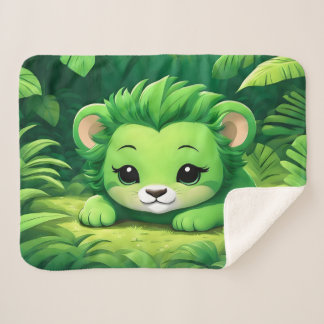 Cobertor Sherpa Um leão verde relaxando na selva