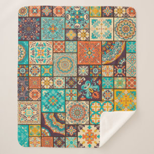 Cobertor Sherpa Um padrão de azulejo islâmico e árabe.