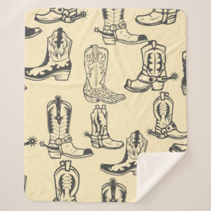 Cobertor Sherpa Um padrão perfeito com botas de cowboy. vaqueiro,