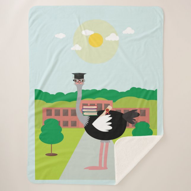 Cobertor Sherpa Uma avestruz educada (Frente)