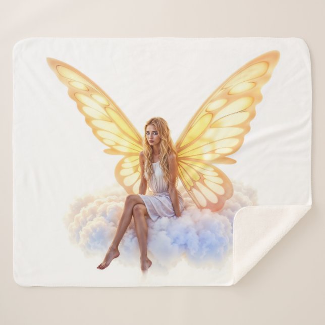 Cobertor Sherpa Uma fada elegante e pacífica brilha e luz (Frente (Horizontal))