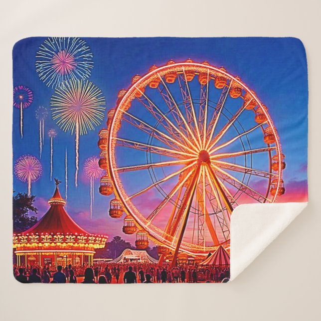 Cobertor Sherpa Uma Noite de Luzes Festivas Design (Frente (Horizontal))