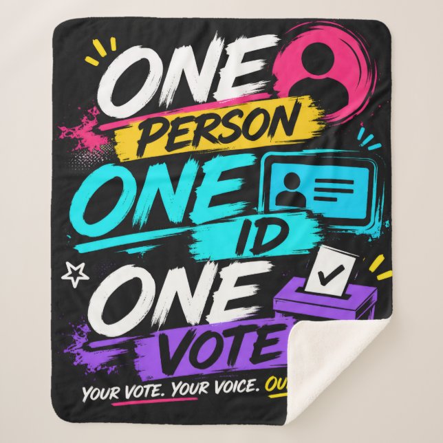 Cobertor Sherpa Uma Pessoa, Um ID, Um Voto (Frente)