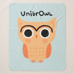 Cobertor Sherpa UnibrOwl Unibrow Owl   Coruja-de-sobrancelhas-grac