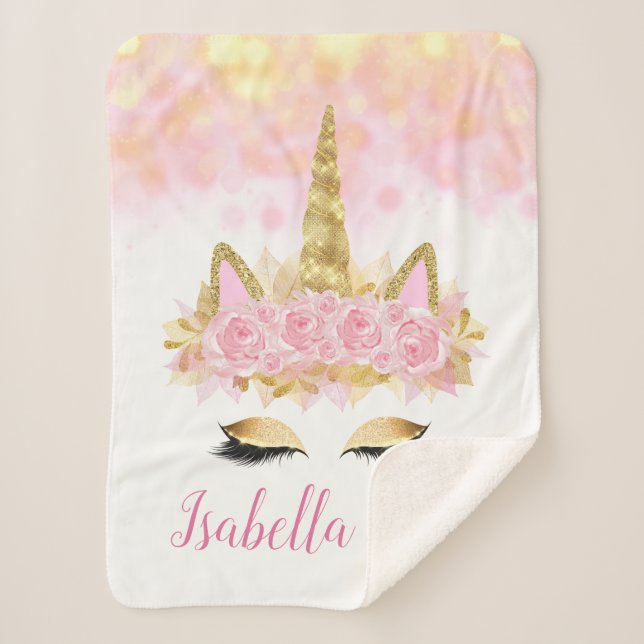 Cobertor Sherpa Unicorn Baby Toddler Blanket (Frente)