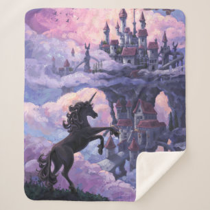 Cobertor Sherpa Unicorn Castle pintou arte