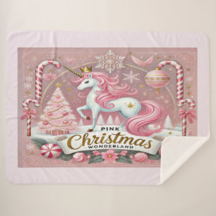 Cobertor Sherpa Unicórnio de Natal Rosa País das Maravilhas 