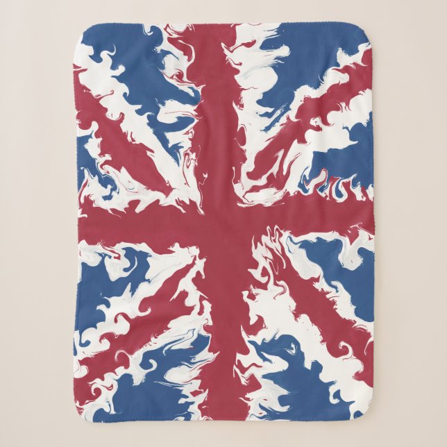 Cobertor Sherpa Union Jack Liquid Art (Frente)