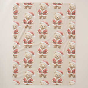 Cobertor Sherpa Ursa de pelúcia de creme doce Papai Noel Natal