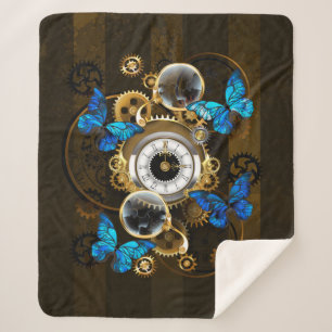 Cobertor Sherpa Ursinhas Steampunk e Borboletas Azuis