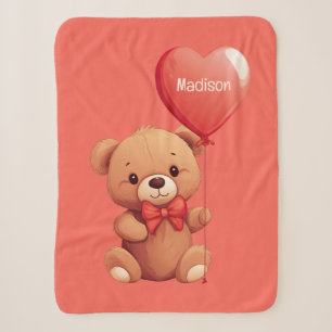 Cobertor Sherpa Ursinho de Amor de Nome Personalizado