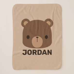Cobertor Sherpa Urso Castanho Bonito com Nome Personalizado