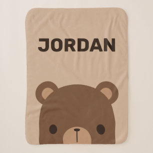 Cobertor Sherpa Urso Castanho Bonito com Nome Personalizado Sher