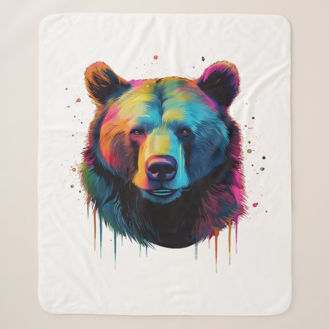 Cobertor Sherpa Urso Grizzly Aproxima Urso Cinza Grande Pop (Frente)