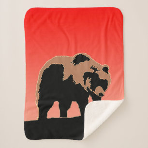 Cobertor Sherpa Urso Grizzly no Sunset - Arte Original sobre Vida 