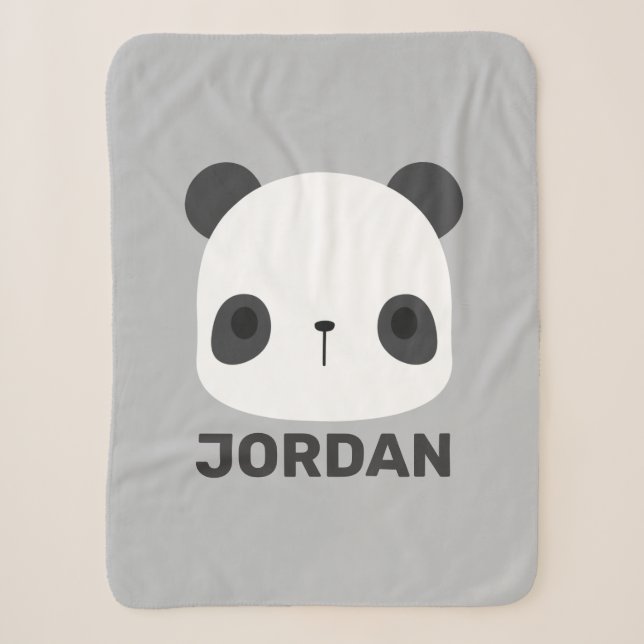 Cobertor Sherpa Urso Panda Bonito com Nome Personalizado (Frente)