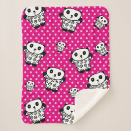 Cobertor Sherpa Urso Panda Kawaii Moderno Rosa Feminino Bolinhas