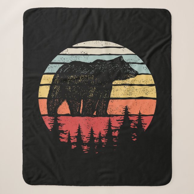 Cobertor Sherpa Urso Pardo Vintage Retro (Frente)