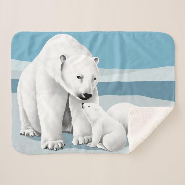 Cobertor Sherpa Urso polar e Cubs (Frente (Horizontal))