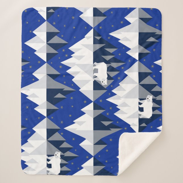 Cobertor Sherpa Urso Polar no Padrão Iceberg Sem Olhos. (Frente)