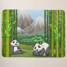 Cobertor Sherpa Ursos de Panda e Bambu, bonitos