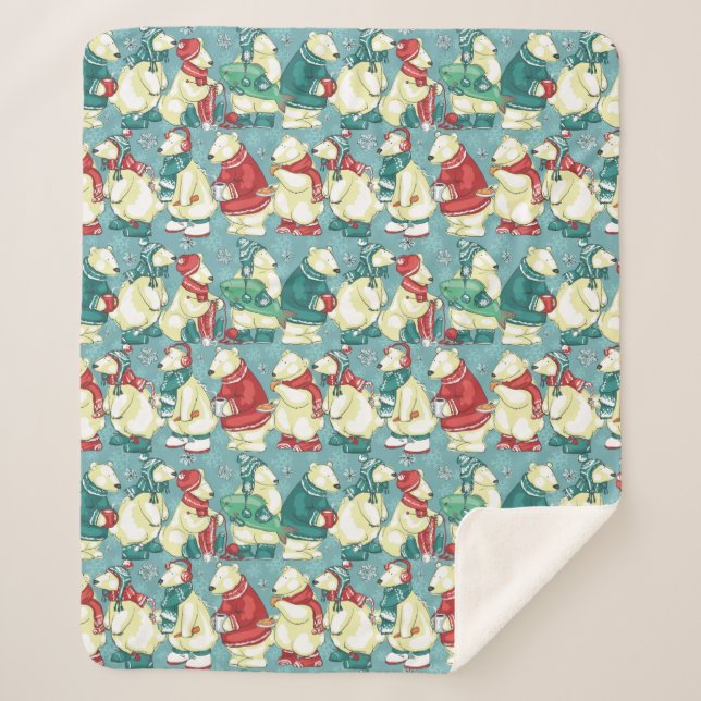 Cobertor Sherpa Ursos Polares Adoráveis (Frente)