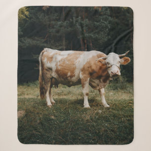 COBERTOR SHERPA VACA BRANCA E MARCADA