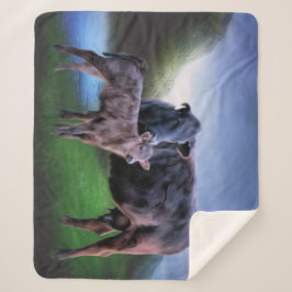 Cobertor Sherpa Vaca e vitelo de Ângulo Negro