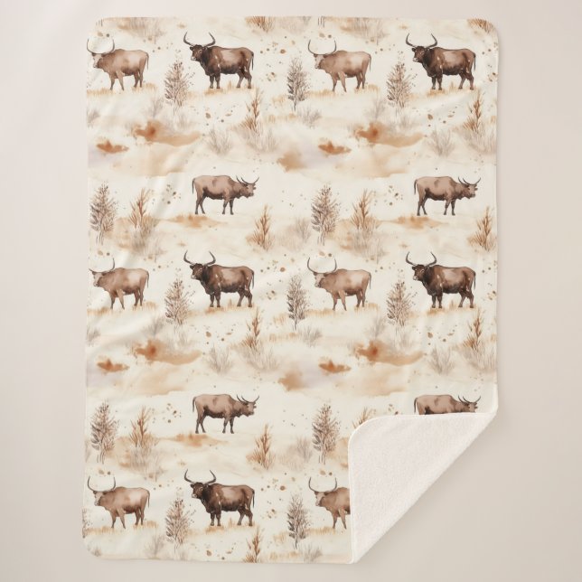 Cobertor Sherpa Vaca Highland do Sudoeste Ocidental (Frente)