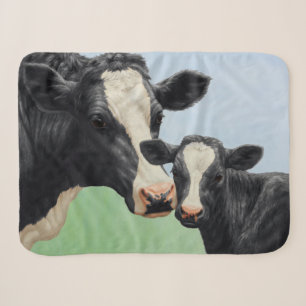 Cobertor Sherpa Vaca Holstein Negra e Vitelo