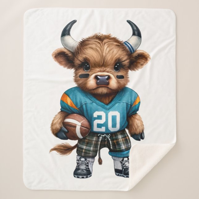 Cobertor Sherpa Vacas e Futebol das Highland (Frente)