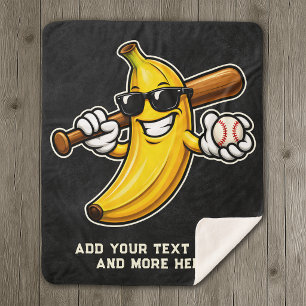 Cobertor Sherpa Vamos Torcer Bananas Beisebol Retrô Banana Engraça