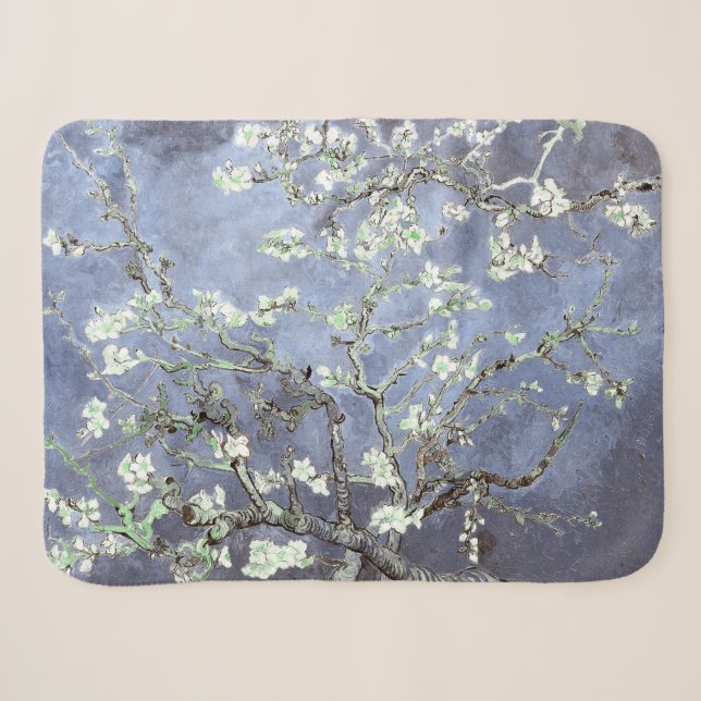 Cobertor Sherpa Van Gogh Almond Blossomo Aço Azul (Frente (Horizontal))