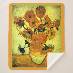 Cobertor Sherpa Van Gogh - Girassóis 14, pintura famosa,