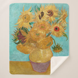 Cobertor Sherpa Vase com Doze Girassóis Van Gogh