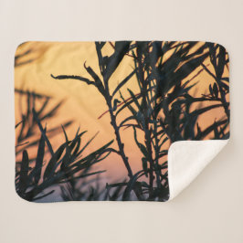 Cobertor Sherpa Vegetação no pôr do sol